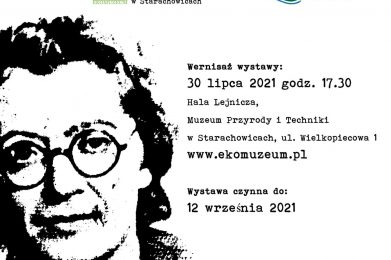 Plakat informujący o wystawie Izabli Szyszkiewicz " Nasze Podwórko"